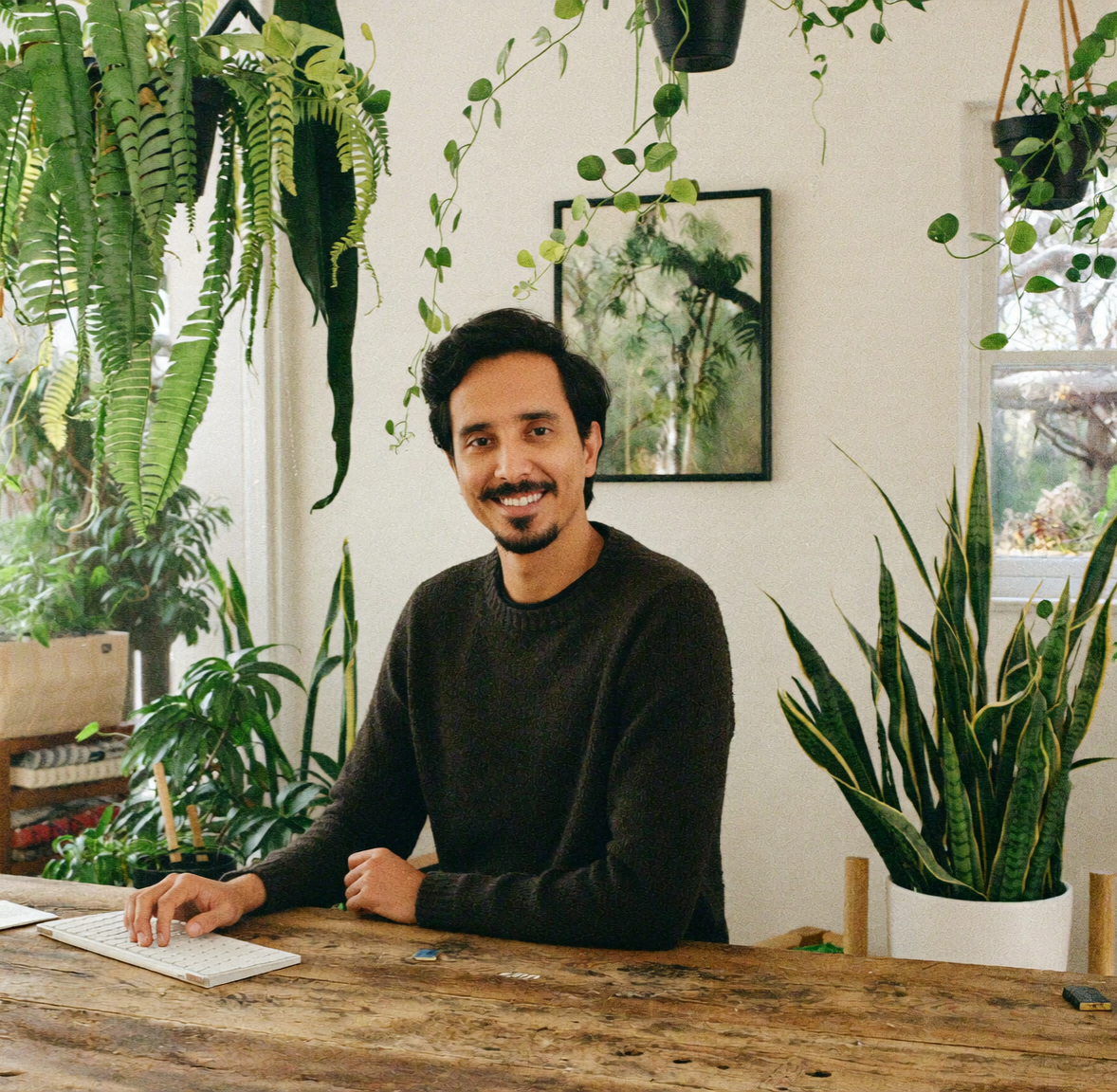 Nicolas Lopez at his studio desk in Auckland